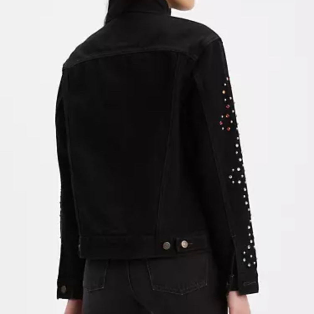 NEW Levi's® Premium EX-BOYFRIEND STUDDED SLEEVE TRUCKER JACKET - Picture 14 of 14